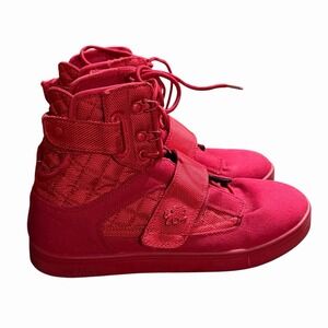 Vlado Atlas II Red Mono High Top Sneakers Mens Sz 6.5 IG-1500-5R Quilted Straps
